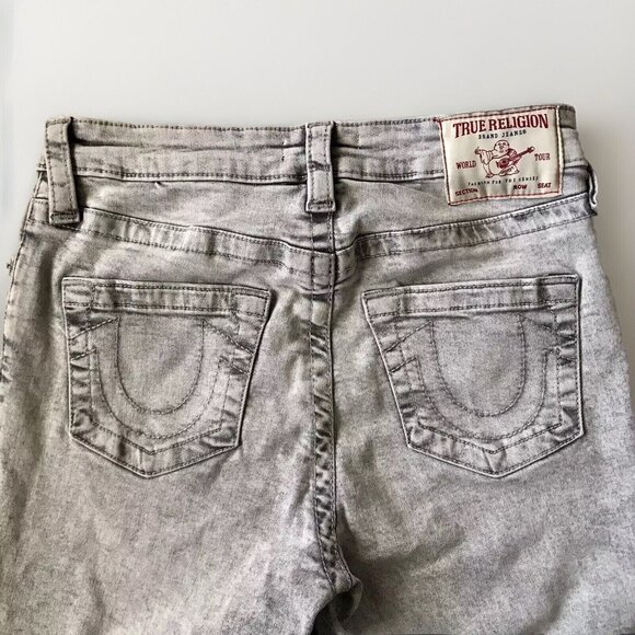 True Religion Jennie Curvy Mid Rise Super Skinny Raw Hem Size 29 Light‎ Gray - Picture 3 of 10
